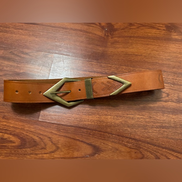 Free People Brown/Tan Archer Artisan Crafted Leather Boho Western Inspired Belt - Picture 10 of 15